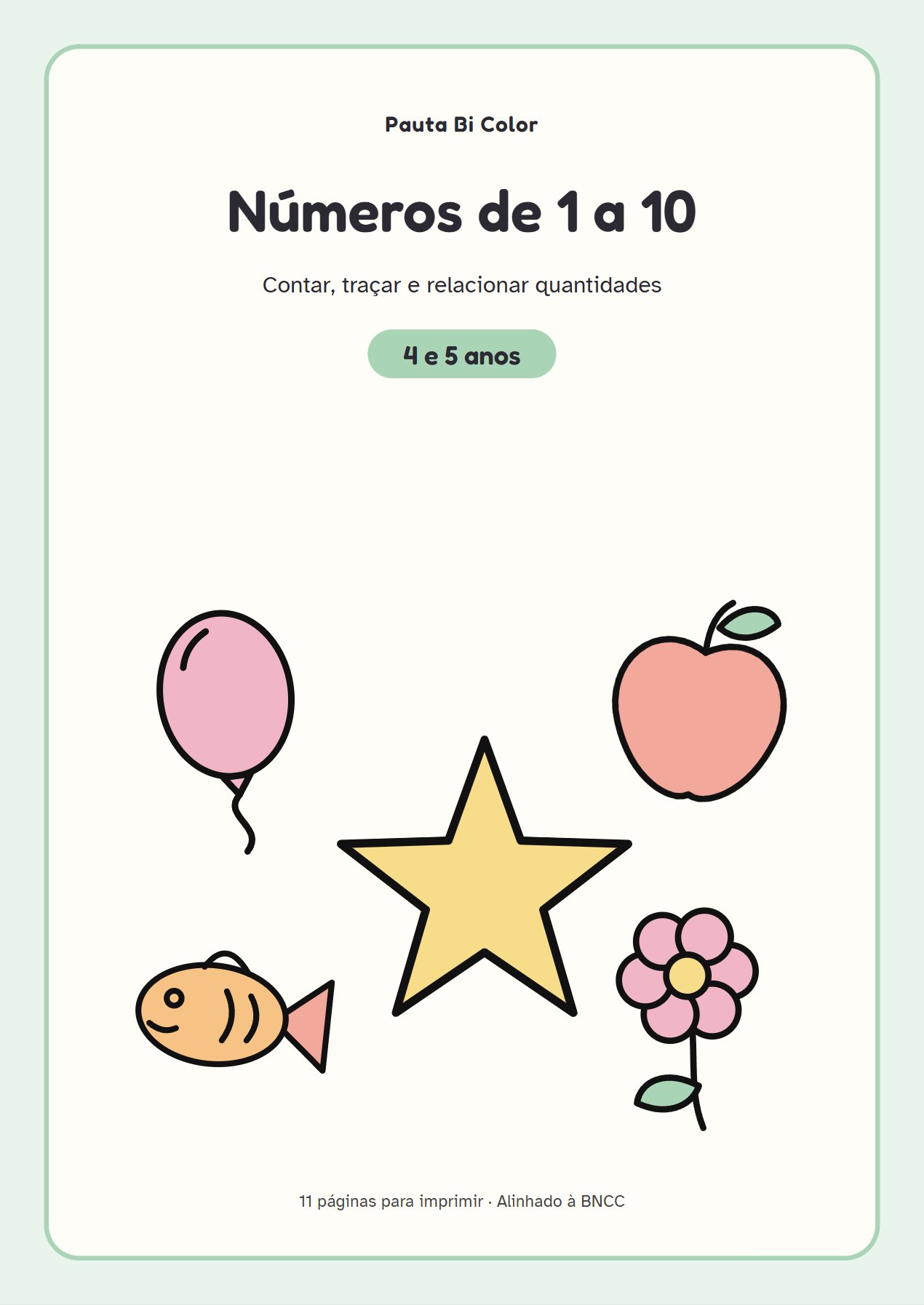 Capa do material Números de 1 a 10 – 4 e 5 anos