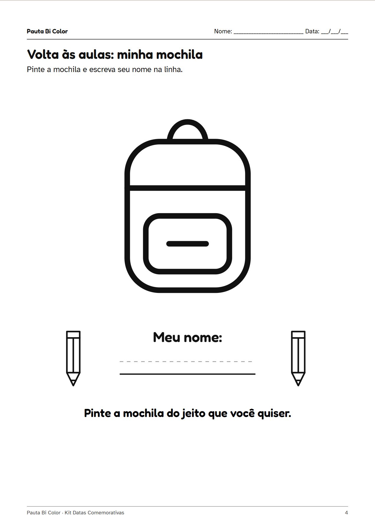 Prévia 1 do material Kit Datas Comemorativas: Natal e Volta às Aulas: página de atividade em preto e branco